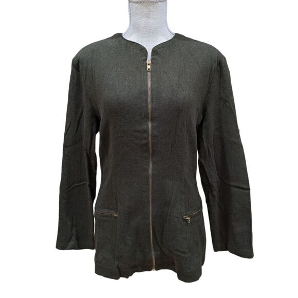 Vtg Le Follie Di Ziefield Italy Womens Olive Green Zip up Wool Blend Jacket Sz S - Picture 1 of 7